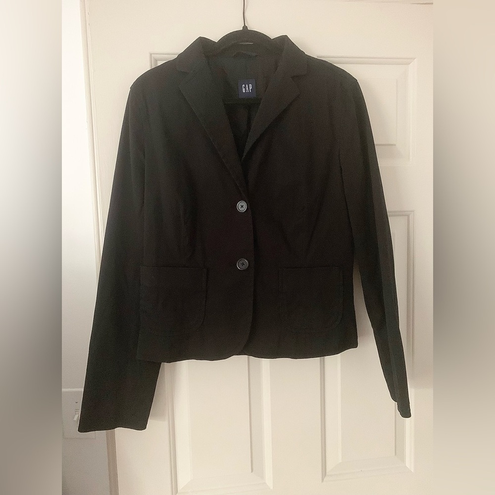 NWOT Gap Women's Black Cotton Fine Corduroy Blazer Jacket Lined Long Sleeve